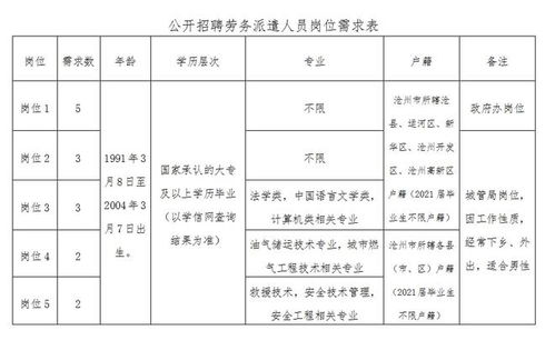 沧县2022年公开招聘劳务派遣人员